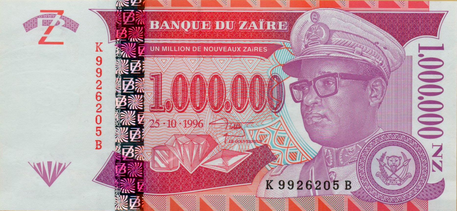 Zaire 1000000 1996 UNC P-79